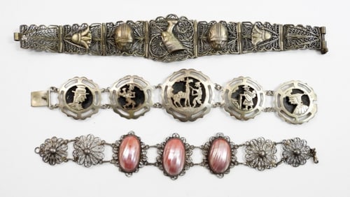 (3) FILIGREE / PERUIAN STYLE STERLING