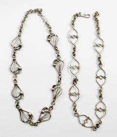 (2) MODERNIST STERLING NECKLACES VTG.