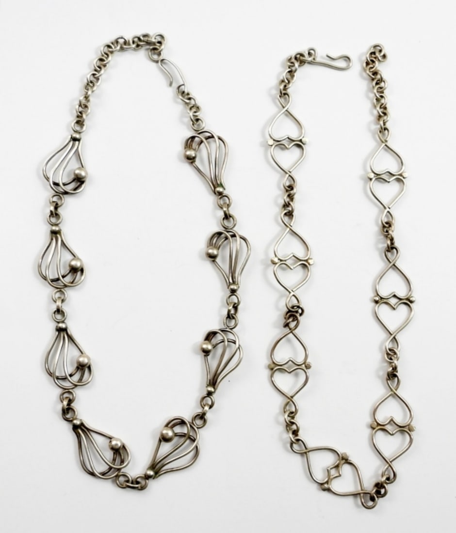 (2) MODERNIST STERLING NECKLACES VTG. (1 of 3)
