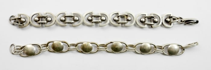 (2) MODERNIST STERLING BRACELETS VTG.