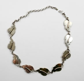 17" LEAF MODERNIST STERLING NECKLACE