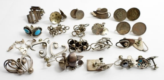(20) PAIR VINTAGE STERLING EARRINGS