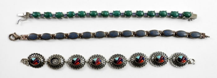 (3) SOUTHWEST STERLING BRACELETS