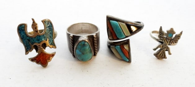 (4) SOUTHWEST TURQUOISE RINGS