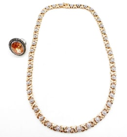 Sterling Gold Tone Necklace & Ring