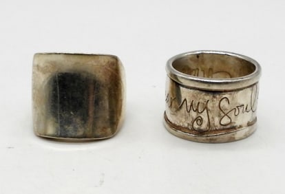 (2) VINTAGE LARGE STERLING SILVER RINGS