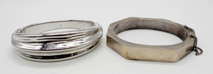 (2) STERLING SILVER HINGE BRACELETS