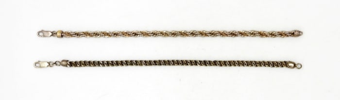 (2) 7" STERLING SILVER CHAIN BRACELETS