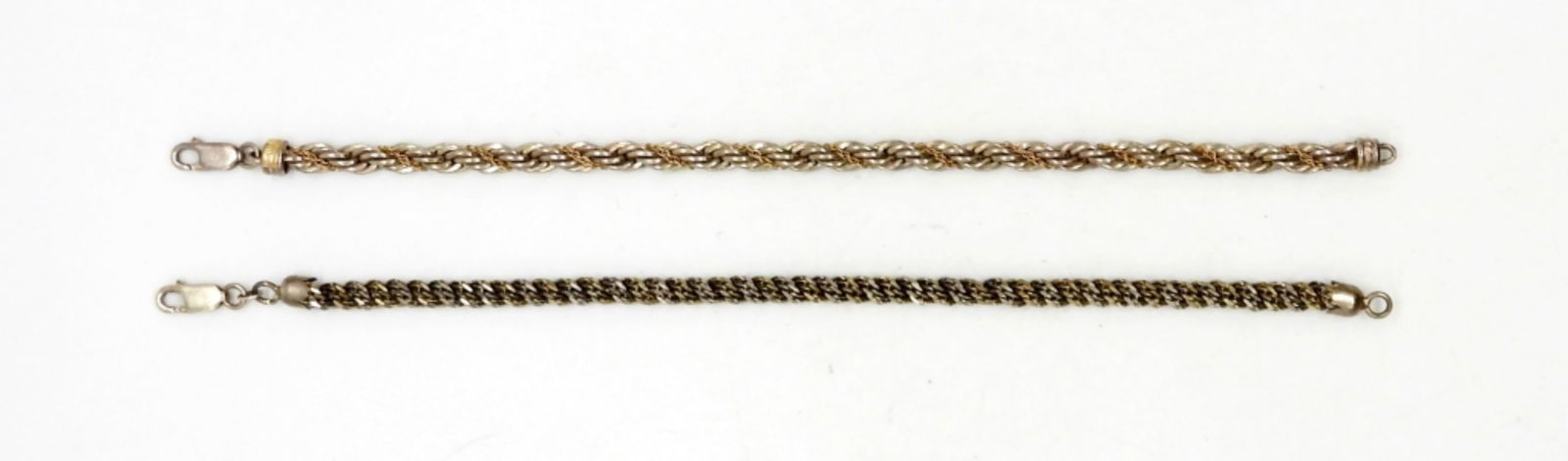 (2) 7" STERLING SILVER CHAIN BRACELETS: 7" LENGTHS - 15.7 DWT