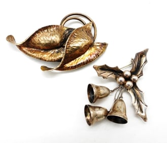 2 VINTAGE STERLING BROOCHES