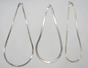 (3) 925 ITALY HERRINGBONE NECKLACES