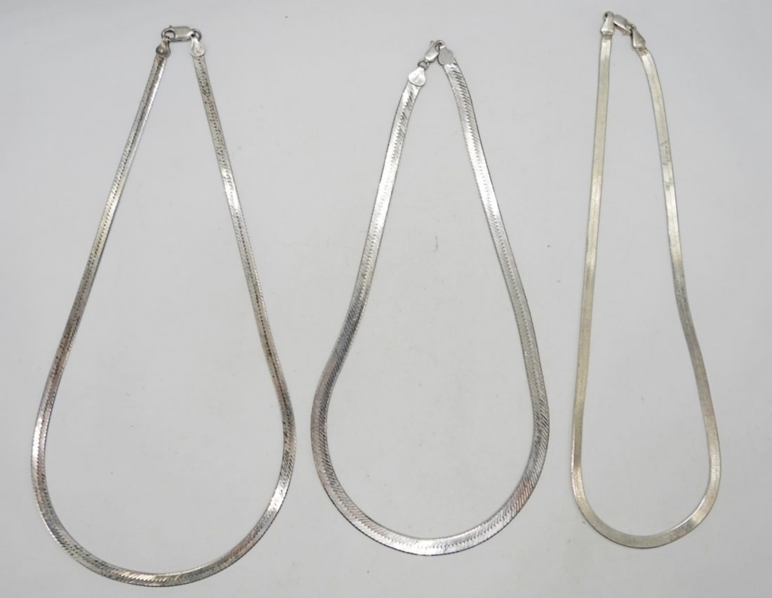 (3) 925 ITALY HERRINGBONE NECKLACES (1 of 3)
