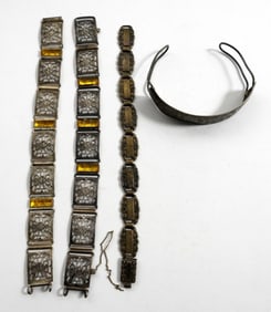 (4) ANTIQUE STERLING BRACELET LOT