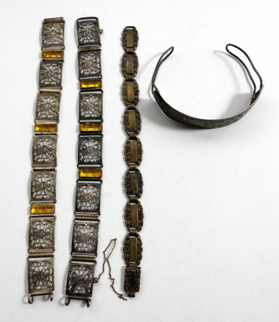 (4) ANTIQUE STERLING BRACELET LOT (1 of 3)