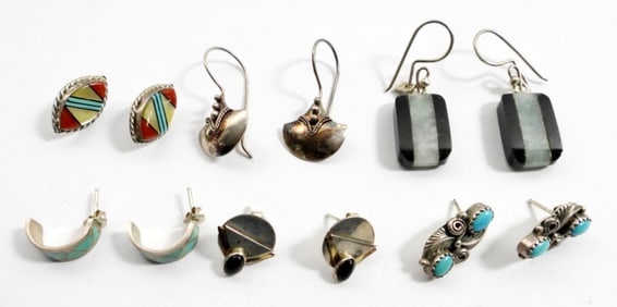 (6) SOUTHWEST STERLING EARRING SETS