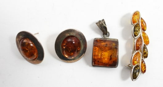 BALTIC AMBER STERLING JEWELRY LOT
