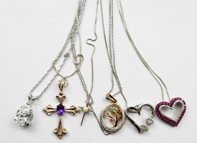(6) STERLING FASHION NECKLACES