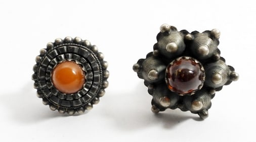 (2) MODERNIST STERLING RINGS - VINTAGE