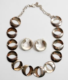18" STERLING NECKLACE w/HOOP EARRINGS