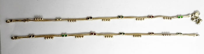 (2) EGYPTIAN .999 SILVER ANKLE BRACELETS