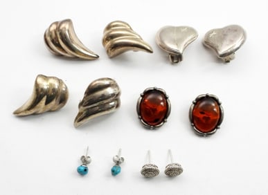 (6) PAIR STERLING EARRINGS