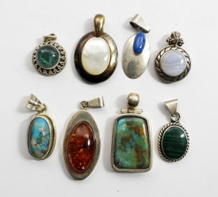 (8) SOUTHWEST STERLING PENDANTS