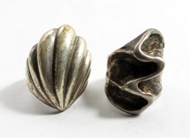 (2) HEAVY THICK STERLING RINGS - UNIQUE