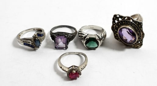 GEMSTONE STERLING RING LOT - PRETTY
