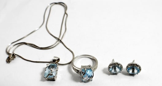 LIGHT BLUE STONE 925 JEWELRY SET