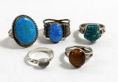 (5) SOUTHWEST STERLING RING LOT