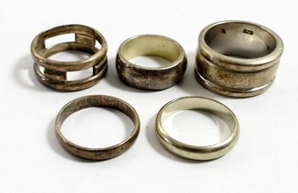 (5) STERLING BANDS / RINGS