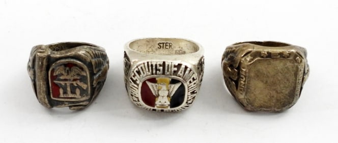 (3) VTG EAGLE MENS RINGS (1) MILITARY