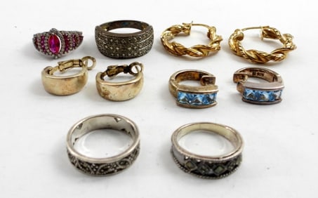 STERLING JEWELRY LOT - RINGS & EARRINGS