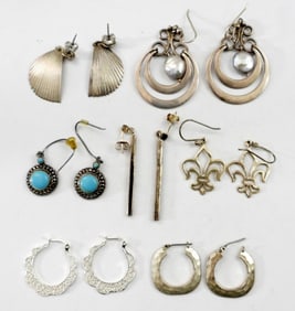 (7) PAIR PIERCED EARRINGS 925