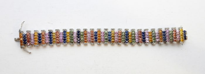 STERLING MULTI COLOR GEM BRACELET