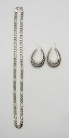 STERLING SILVER EARRINGS & NECKLACE