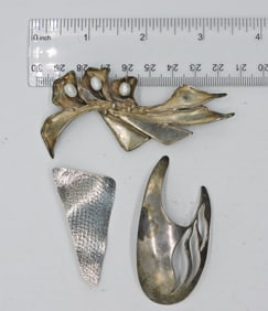 (3) SILVER & GOLD TONE STERLING BROOCHES