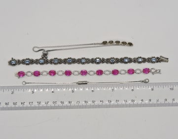 4 GEMSTONE STERLING BRACELETS