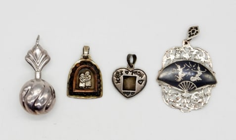 (4) STERLING SILVER VINTAGE PENDANTS