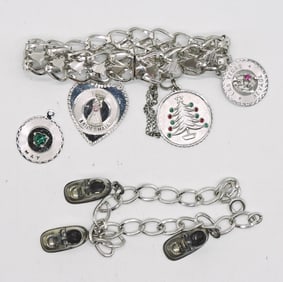 2 VTG STERLING CHARM BRACELETS