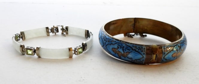 (2) STERLING SILVER BRACELETS - IVORY