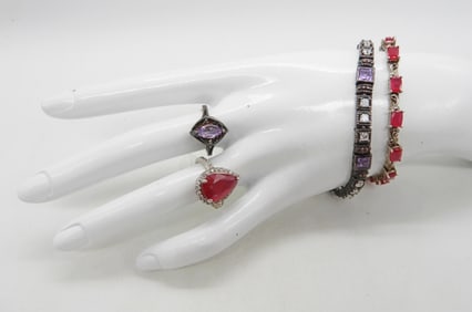 (2) STERLING BRACELET & RING SETS