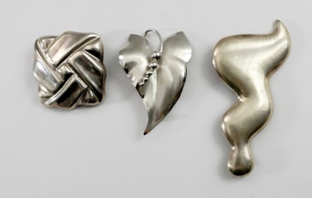 (3) STERLING BROOCH LOT