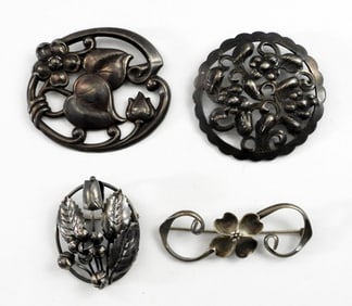 (4) VINTAGE FLORAL PINS