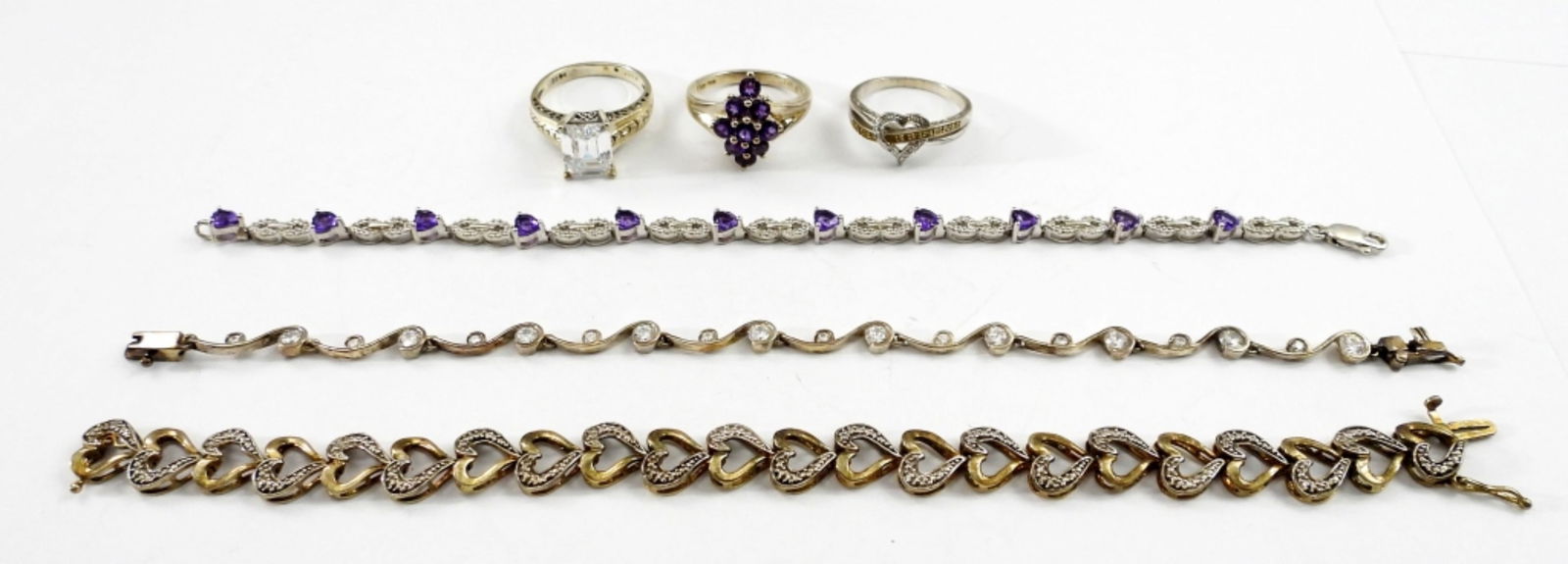 STERLING TENNIS BRACELET AND RING LOT (1 of 3)