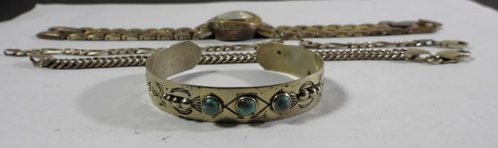 STERLING WATCH AND BRACELET LOT
