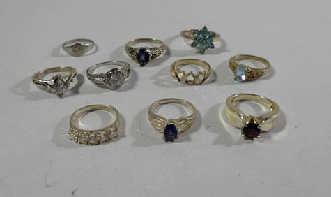 (10)STERLING LOT OF RINGS