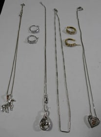 BEAUTIFUL NECKLACE AND EARRING LOT .925