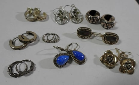 (9) STERLING EARRING SETS