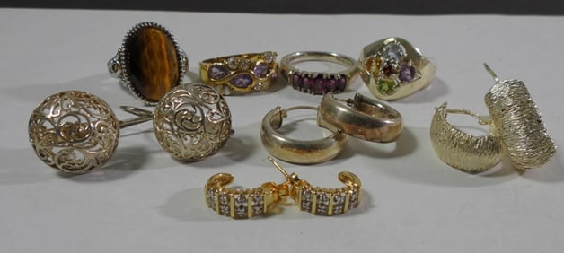 STUNNING (4)EARRING & (4) RING LOT .925